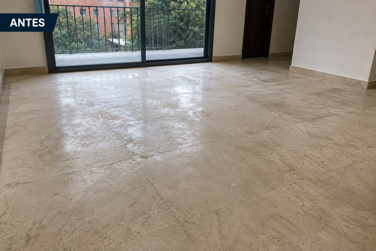 Piso de mármol antes del mantenimiento