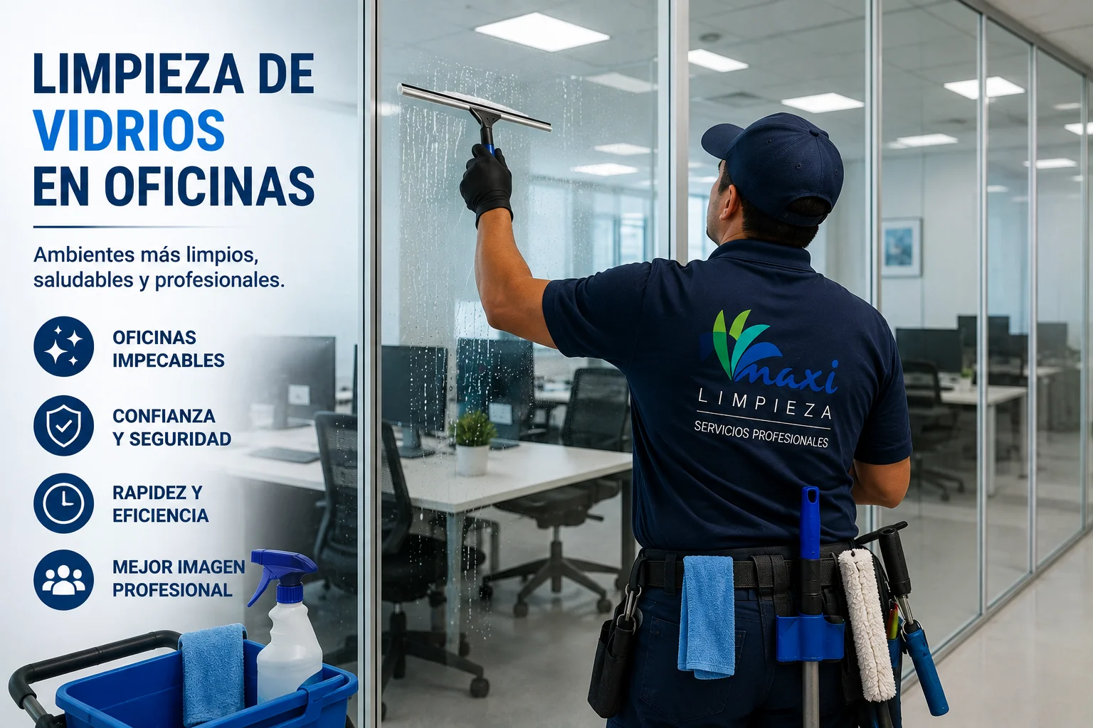 Limpieza de vidrios para oficinas